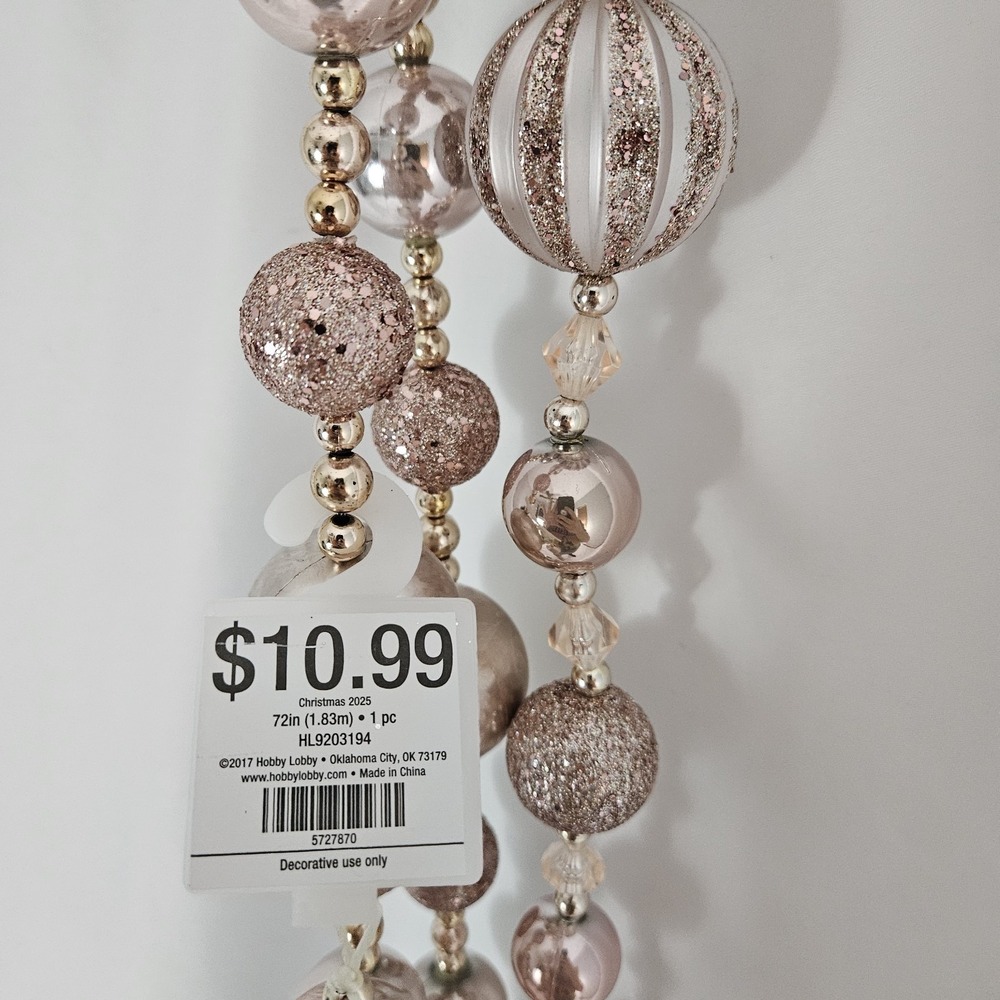Pink Ball Ornament Garland Christmas Tree Set of 3 Glitter Marbled Hobby Lobby
